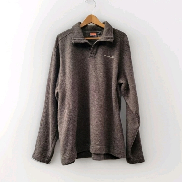 Merrell Mens XXL Brown Wool Blend Pullover Collared Fisherman Neutral Sweater - Picture 1 of 12